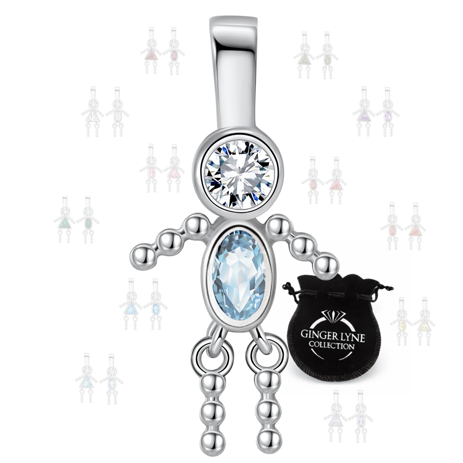 GingerLyneBoyKidBirthstonePendantCharmsCubicZirconiaSterlingSilverBabyforFamilyTreeNecklaceGiftforMomorGrandma_BoyMarch-1