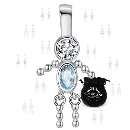 GingerLyneBoyKidBirthstonePendantCharmsCubicZirconiaSterlingSilverBabyforFamilyTreeNecklaceGiftforMomorGrandma_BoyMarch-1
