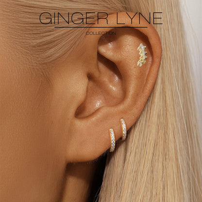Graduated CZ Crawler Earrings for Women Sterling Silver 18G 8mm Cartilage Helix Upper Lobe Body Piercing Ginger Lyne - Silver