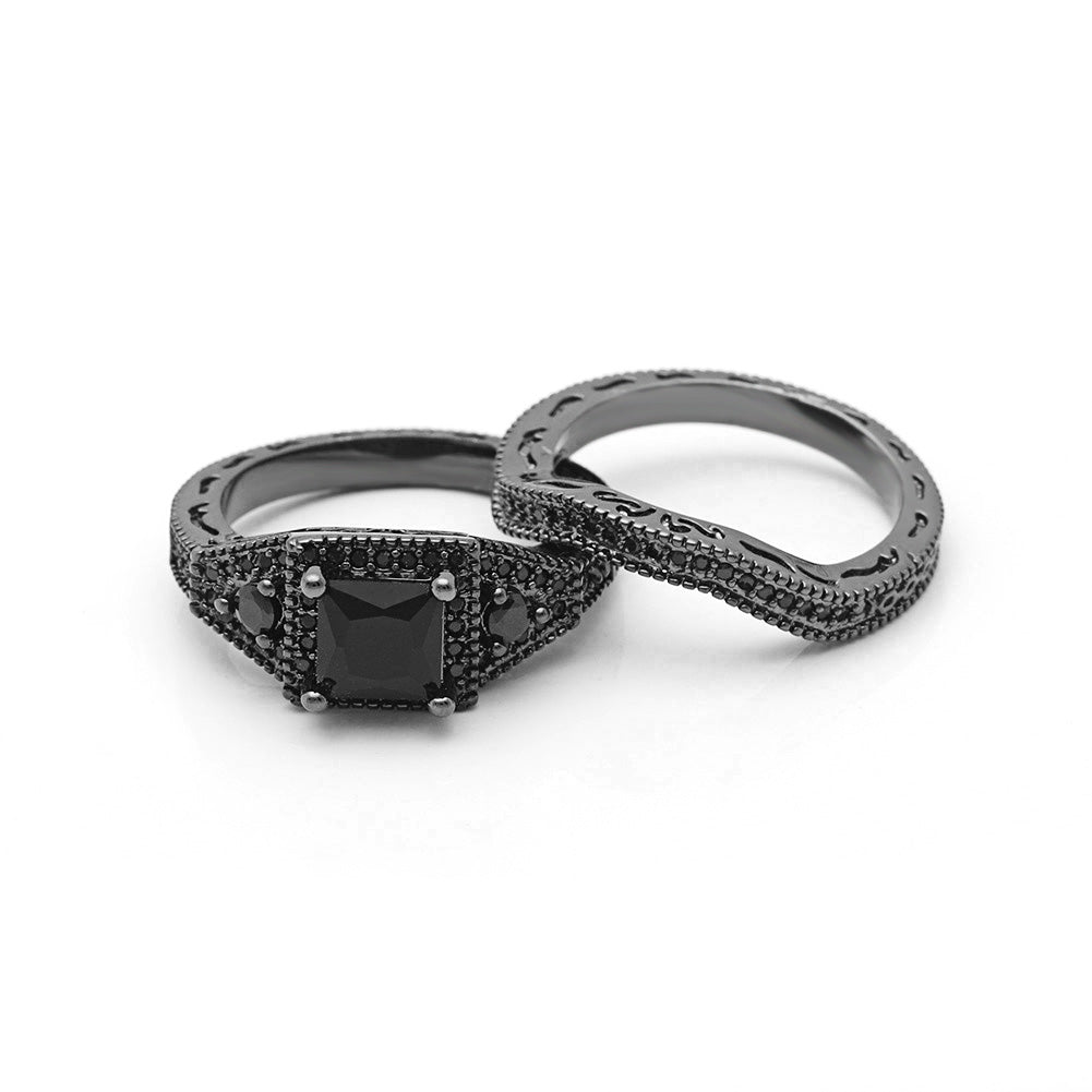 Danielle Wedding Ring Set for Women CZ Black Engagement Ginger Lyne Collection