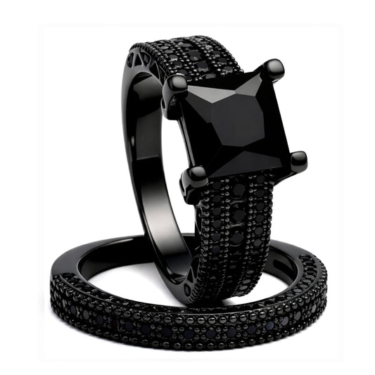 LizaBlackWeddingRingSetforWomanCzGothicEngagementRingGingerLyneCollection_Black-1