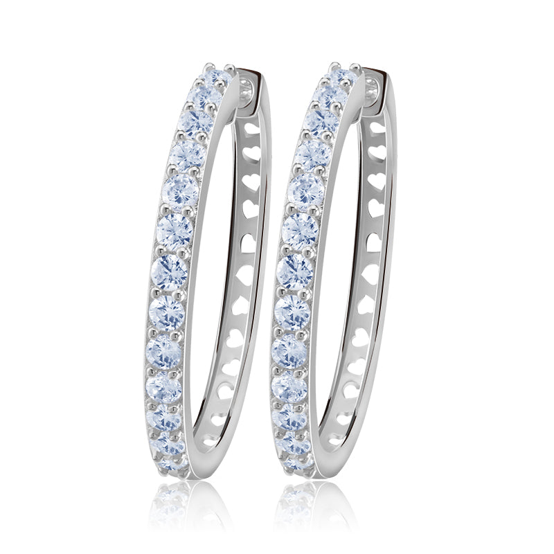 Hoop Earrings for Women Gold Plated Clear Cubic Zirconia Ginger Lyne Collection - Silver