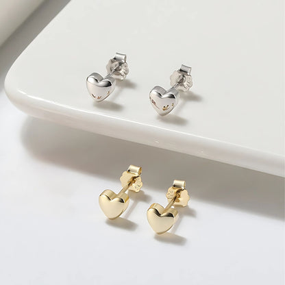 Heart Earrings for Women by Ginger Lyne 6mm Gold Plated Sterling Silver Stud Earrings - Gold