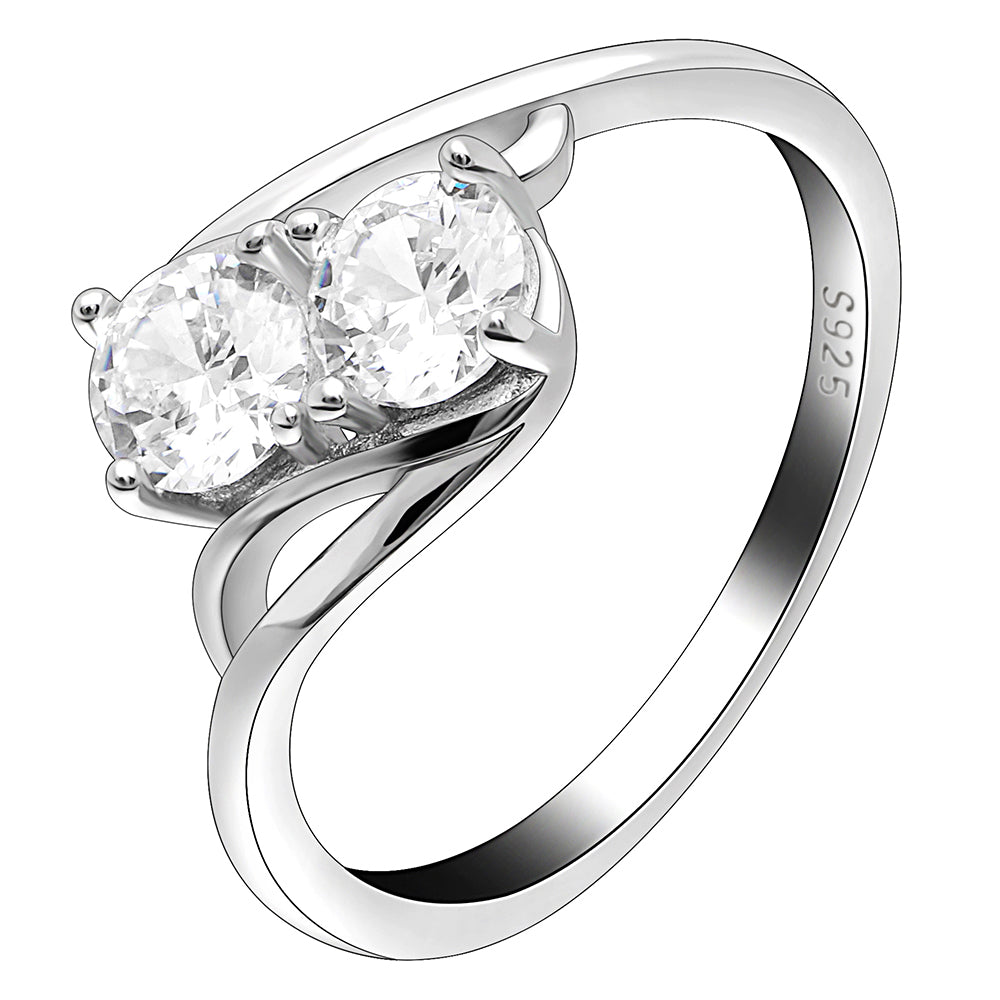 GiuliaEngagementRingSterlingSilverCz2StoneWomensGingerLyneCollection_Silver-1