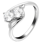 Load image into Gallery viewer, Giulia Engagement Ring Sterling Silver Cz 2 Stone Womens Ginger Lyne Collection - 5
