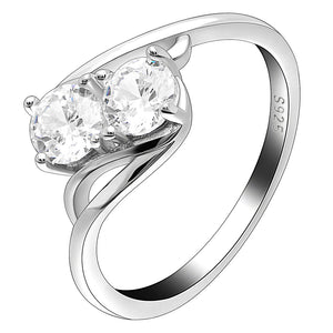Giulia Engagement Ring Sterling Silver Cz 2 Stone Womens Ginger Lyne Collection - 5