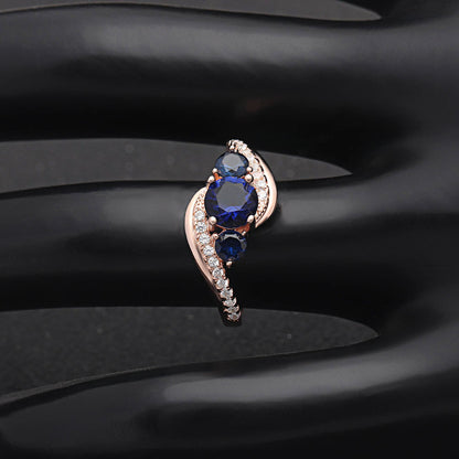 Brielle Rose Gold Sterling Silver Purple or Blue Cz Birthstone Ring Ginger Lyne Collection