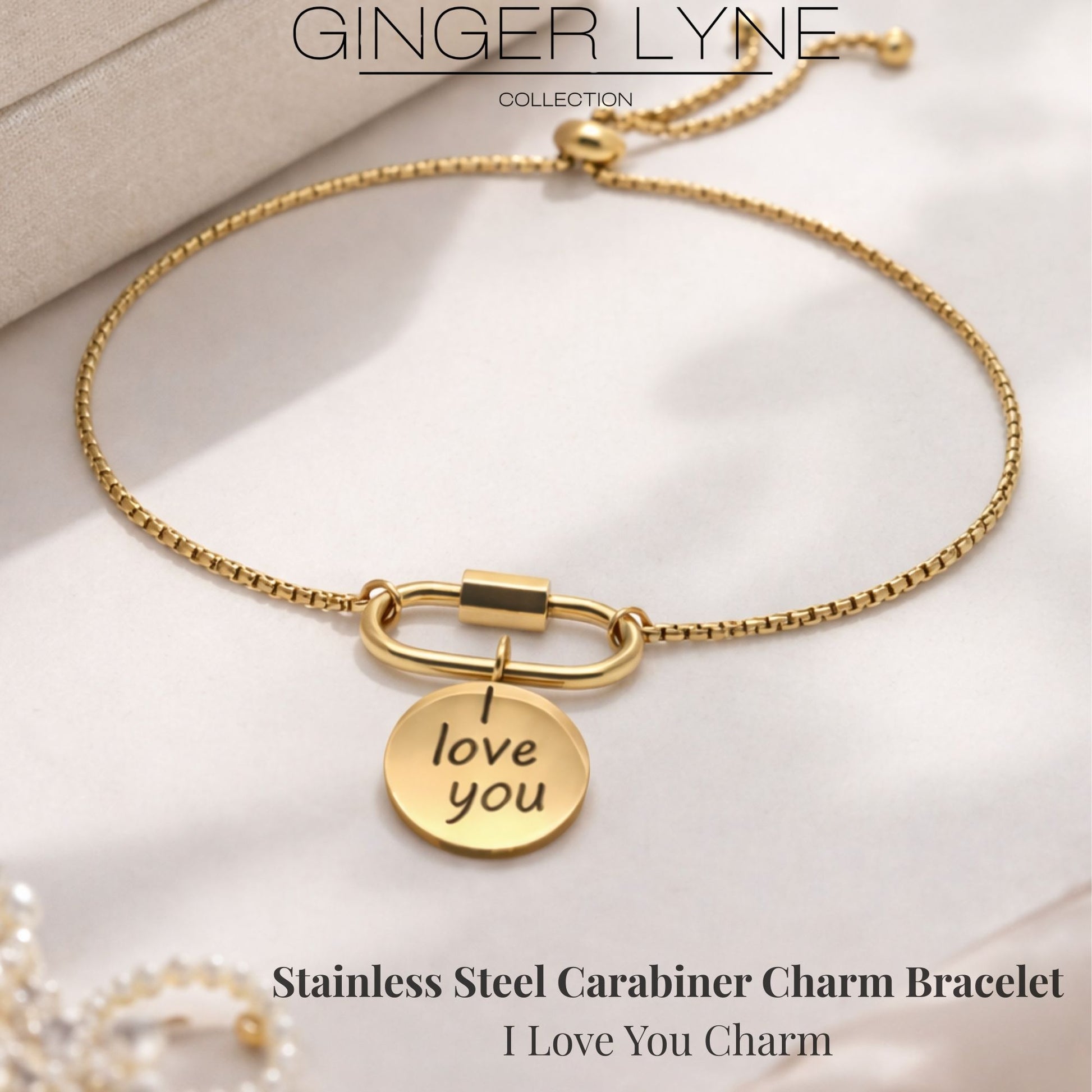 CarabinerCharmBraceletwithILoveYouCharmbyGingerLyneAdjustableStainlessSteelChain_Gold-5