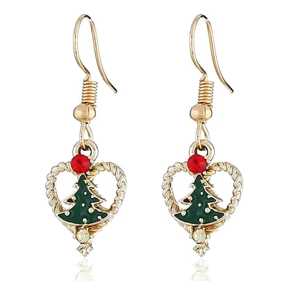 ChristmasTreeHeartHookEarringsWomensGreenEnamelGoldToneAlloyGingerLyneCollection_Green-1