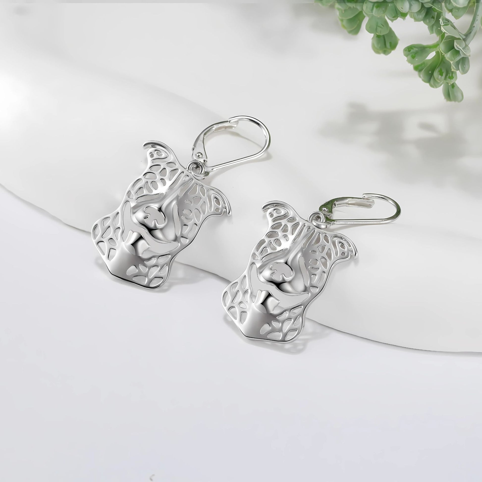 Pit Bull Dog Necklace Earrings or Set Sterling Silver Womens Ginger Lyne Collection - Ears Down Earrings
