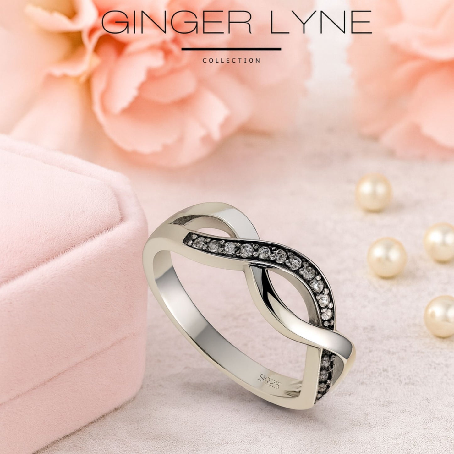 InfinityBlackSterlingSilverStatementRingforWomenwithClearCubicZirconiabytheGingerLyneCollection_Silver-2