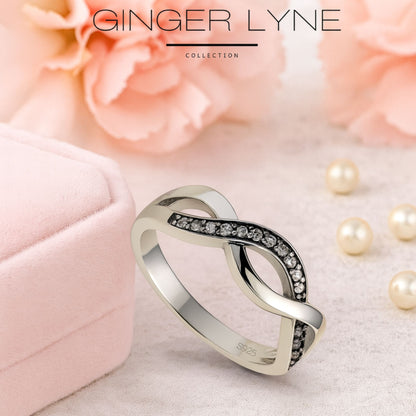 InfinityBlackSterlingSilverStatementRingforWomenwithClearCubicZirconiabytheGingerLyneCollection_Silver-2