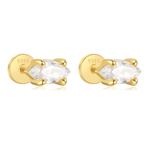 MarquiseCZFlatBackEarringsforCartilageHelixTragusLobe14KtGoldPlatedSterlingSilver1pairbyGingerLyne_Gold-1