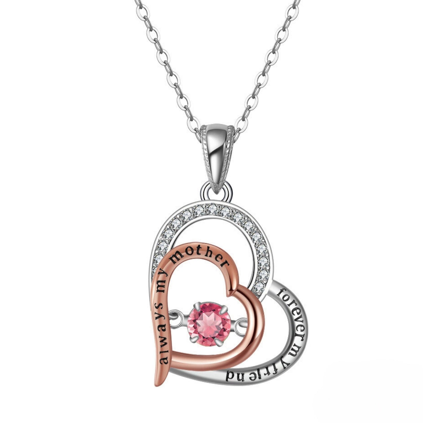 Birthstone Mom Necklace for Mother by Ginger Lyne Sterling Silver Swinging CZ