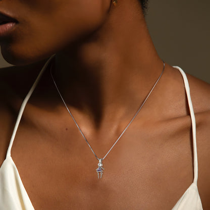 Birthstone Pendant Necklace for Girl Mom or Grandma by Ginger Lyne Sterling Silver CZ Family Birthday Charm - Girl February