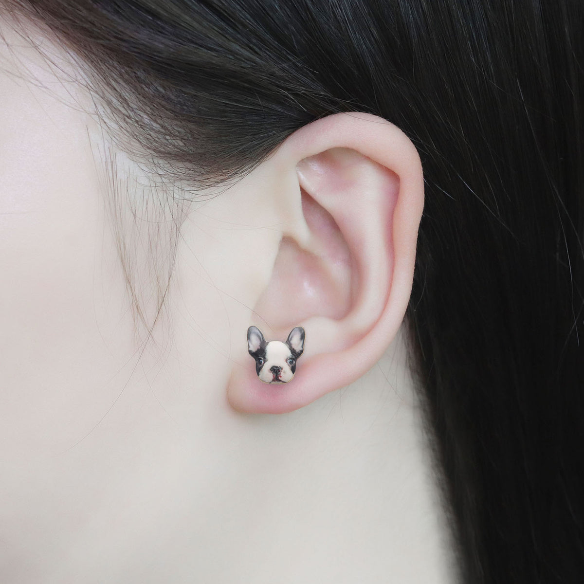 French Bulldog Boston Terrier Stud Earrings Enamel Colorful From the Ginger Lyne Collection - Style 5