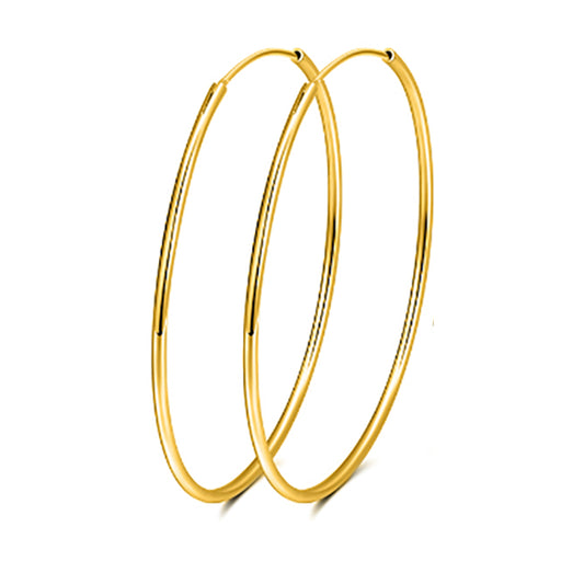 Hoop Earrings for Women 50mm Classic Thin Gold Sterling Silver Womens Ginger Lyne Collection