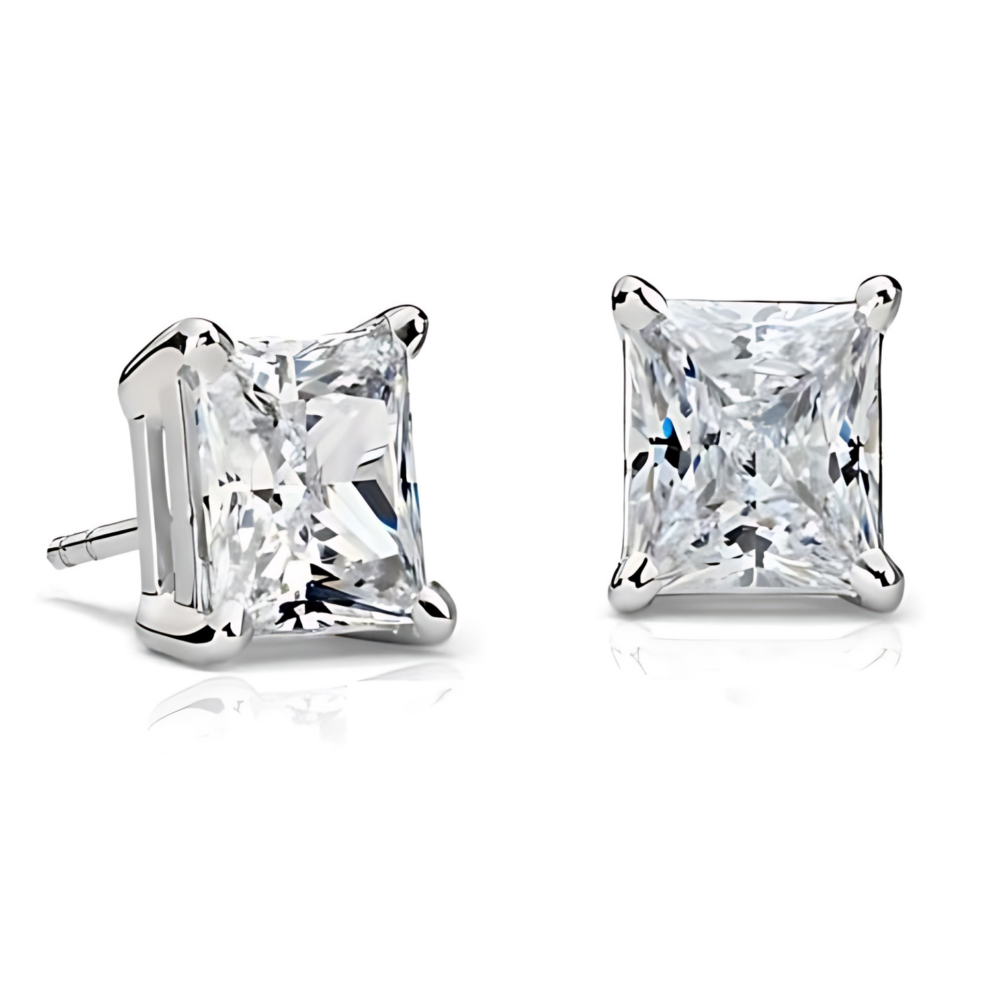 Princess 6mm Stud Earrings White Gold Plated Cz Womens Ginger Lyne Collection