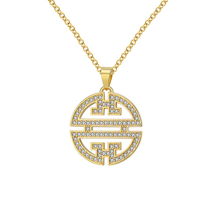 Flower Window Pattern Pendant Necklace for Women Cz Ginger Lyne Collection - Gold