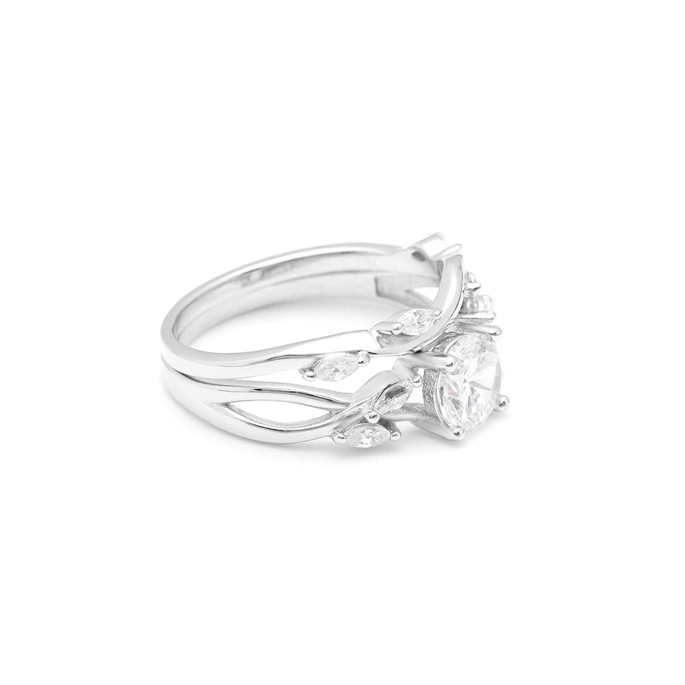 Yonte Bridal Set Sterling Silver 6mm Cz Ring Band Womens Ginger Lyne Collection