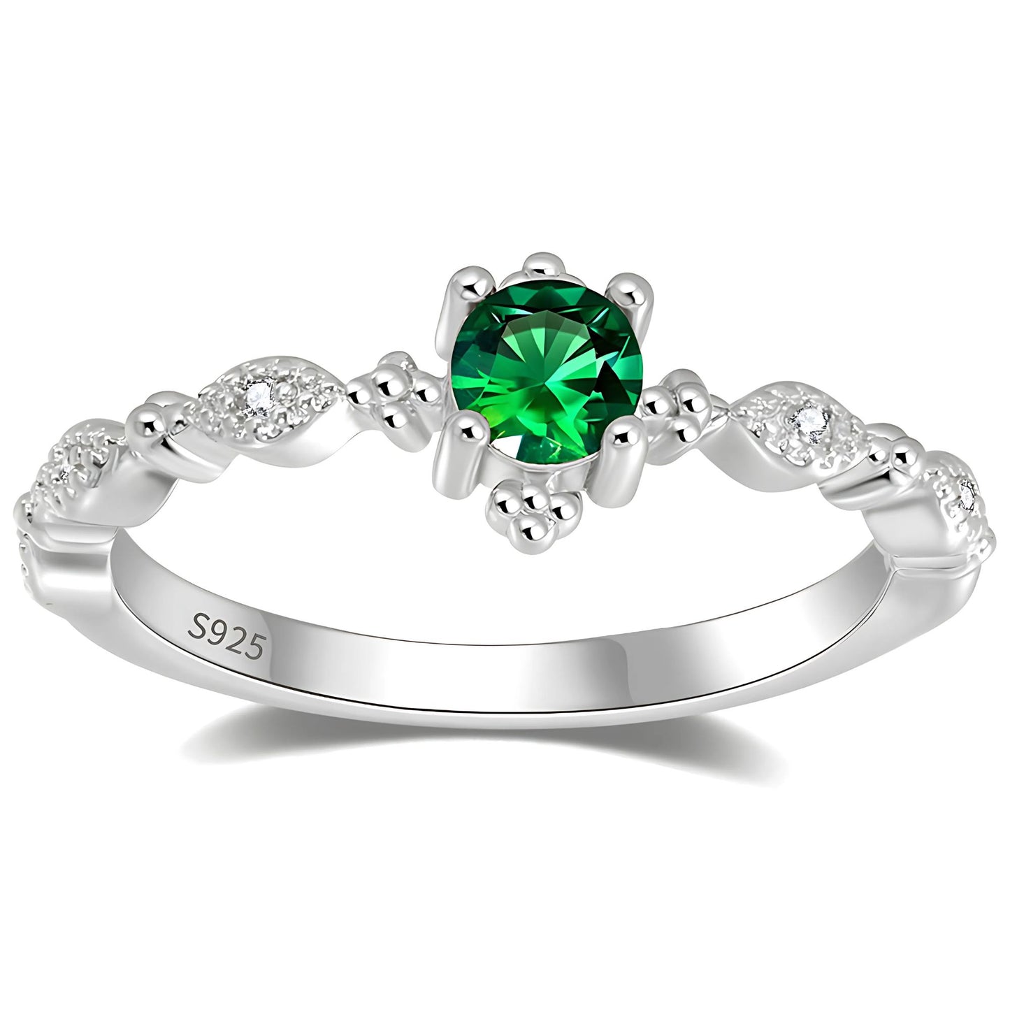 ThaliaBirthstoneEngagementRingSterlingSilverCzWomenGingerLyneCollection_Green-Silver-1