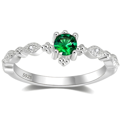 ThaliaBirthstoneEngagementRingSterlingSilverCzWomenGingerLyneCollection_Green-Silver-1