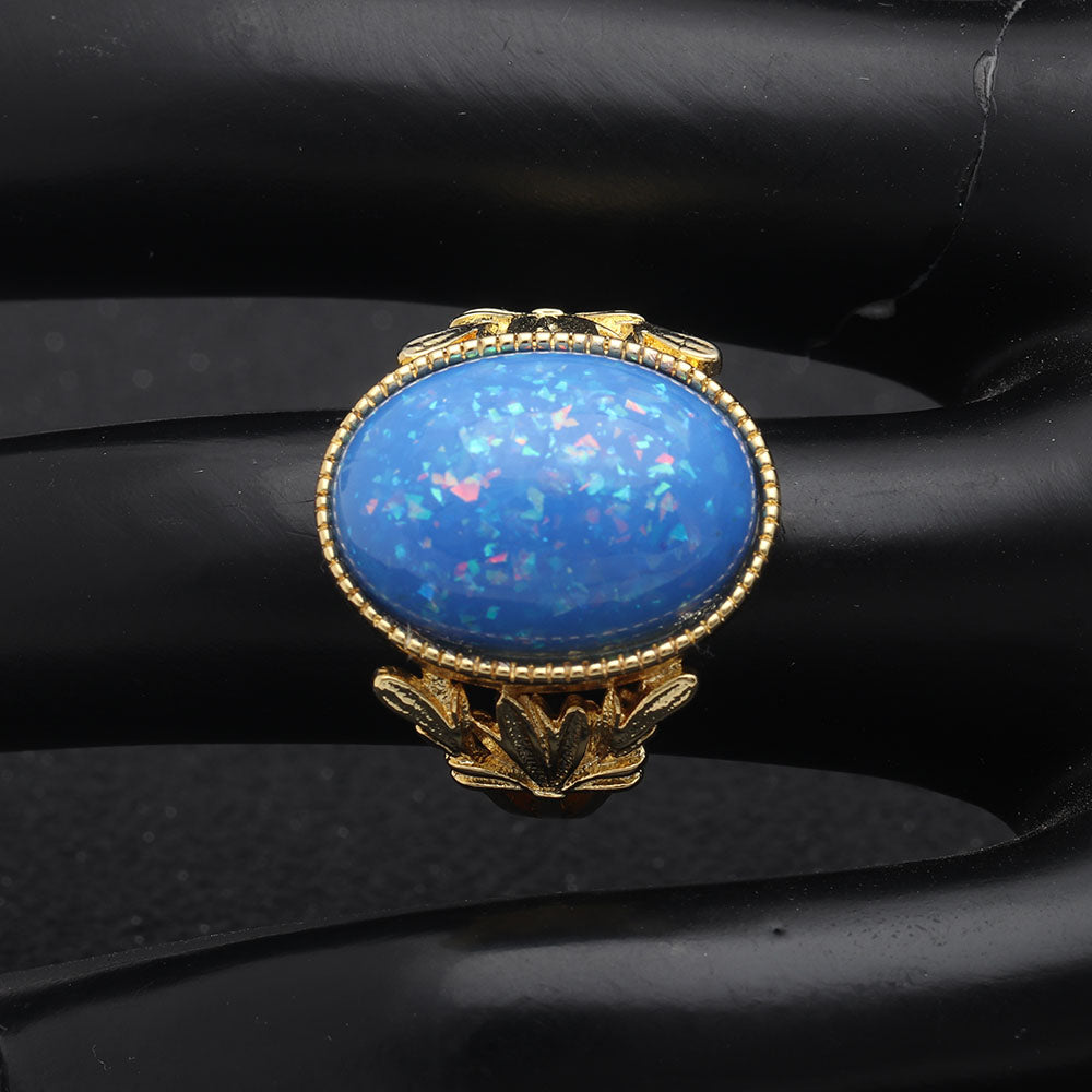 Alberta Simulated Blue Fire Opal Ring Womens by Ginger Lyne Collection