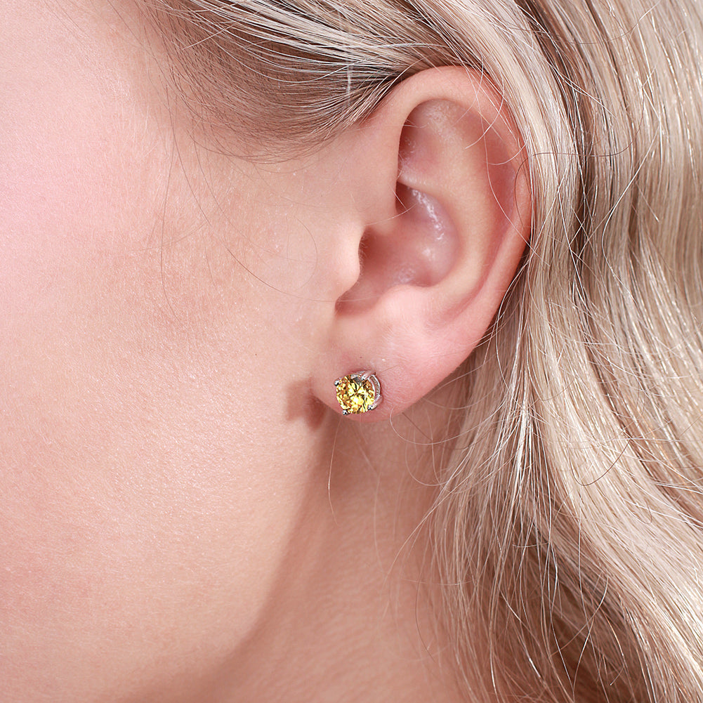 August Birthstone Stud Earrings for Women Green Cubic Zirconia 6mm Sterling Silver Studs by Ginger Lyne - August