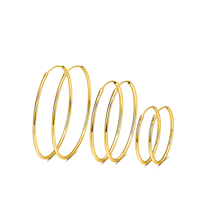 Thin Hoop Earrings for Women Classic Thin Sterling Silver Womens Ginger Lyne Collection - 50mm-Gold