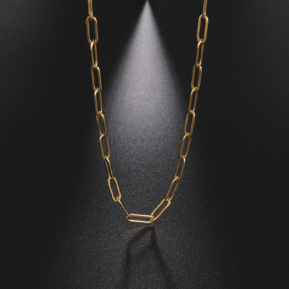 PaperclipChainNecklaceforWomen18KTGoldPlatedStainlessSteelGingerLyneCollection_Gold-3