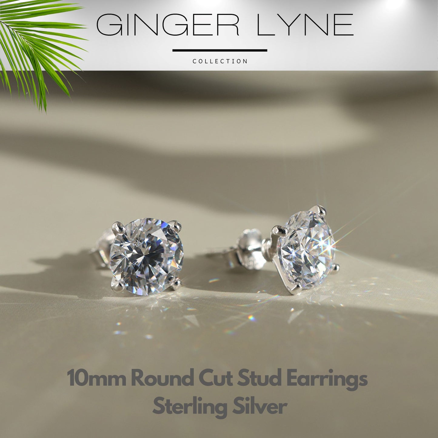 Solitaire Stud Earrings for Women 8 Ctw Sterling Silver Studs for her Ginger Lyne Collection - Silver