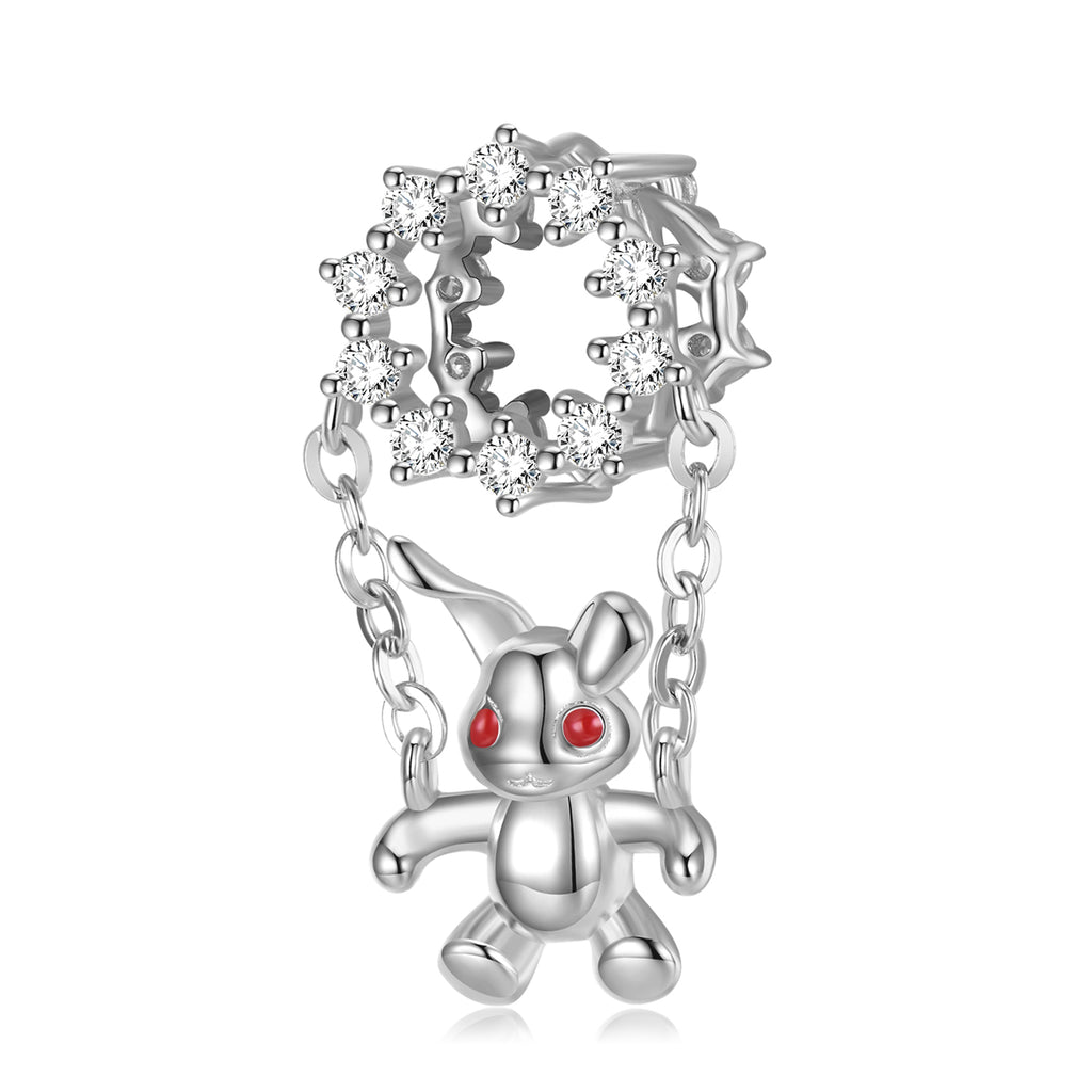 Bunny Rabbit Charm European Bead CZ Sterling Silver Ginger Lyne Collection