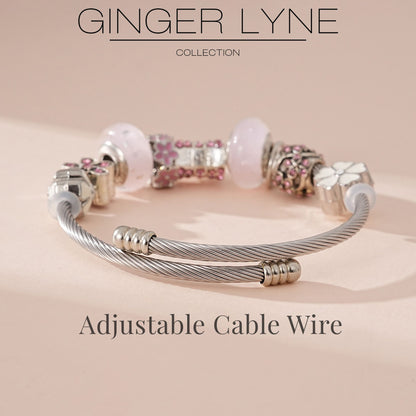 LoveThemeCableCharmBraceletforWomenbyGingerLyneAlloyPinkItalianStyleBeadsValentinesGift_Pink-3