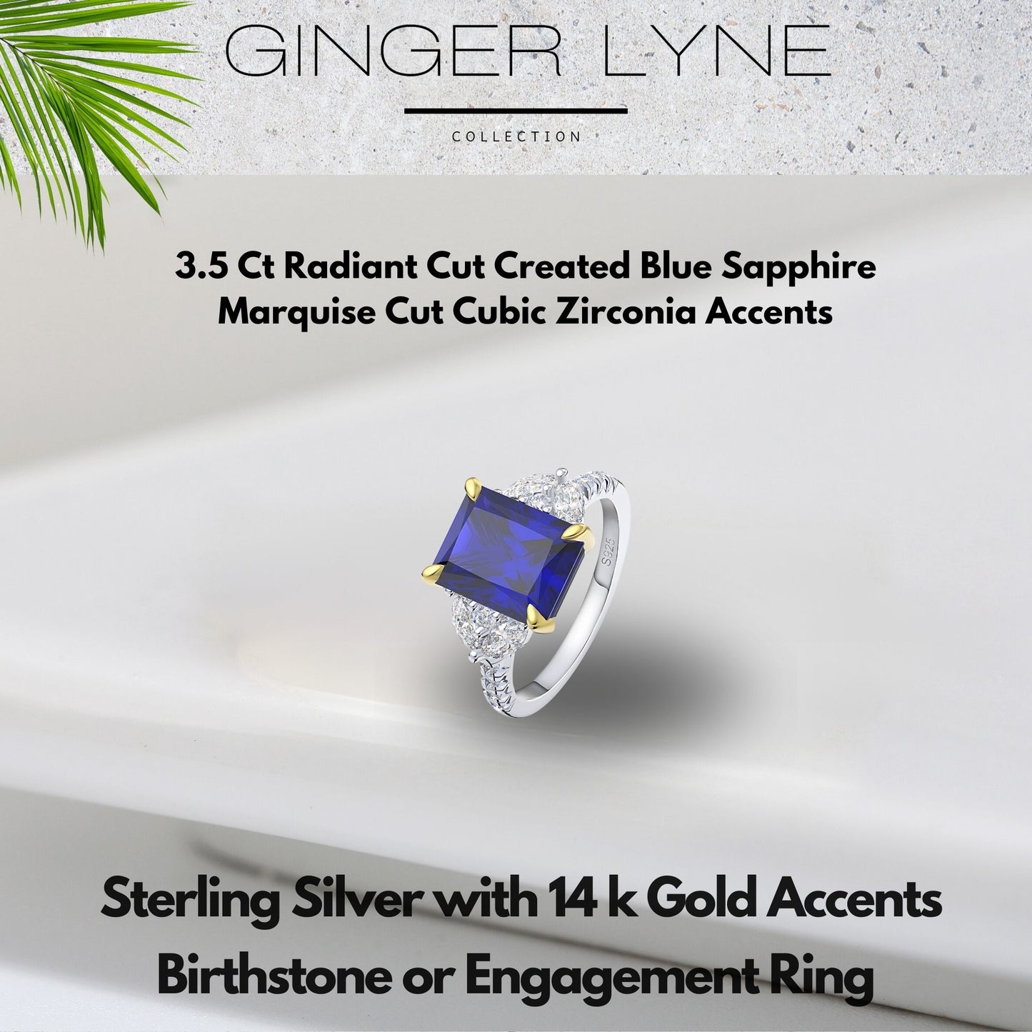 Blue Sapphire Engagement Rings for Women Sterling Silver Birthstone Rings by Ginger Lyne