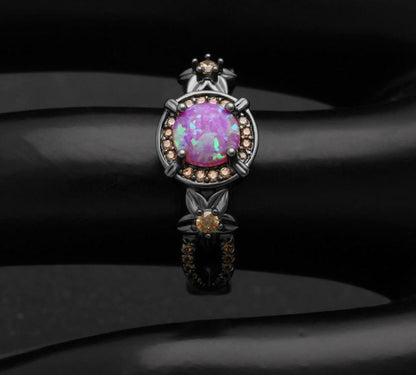 Sloane Statement Ring Womens Purple Black Plated Fire Opal Ginger Lyne Collection