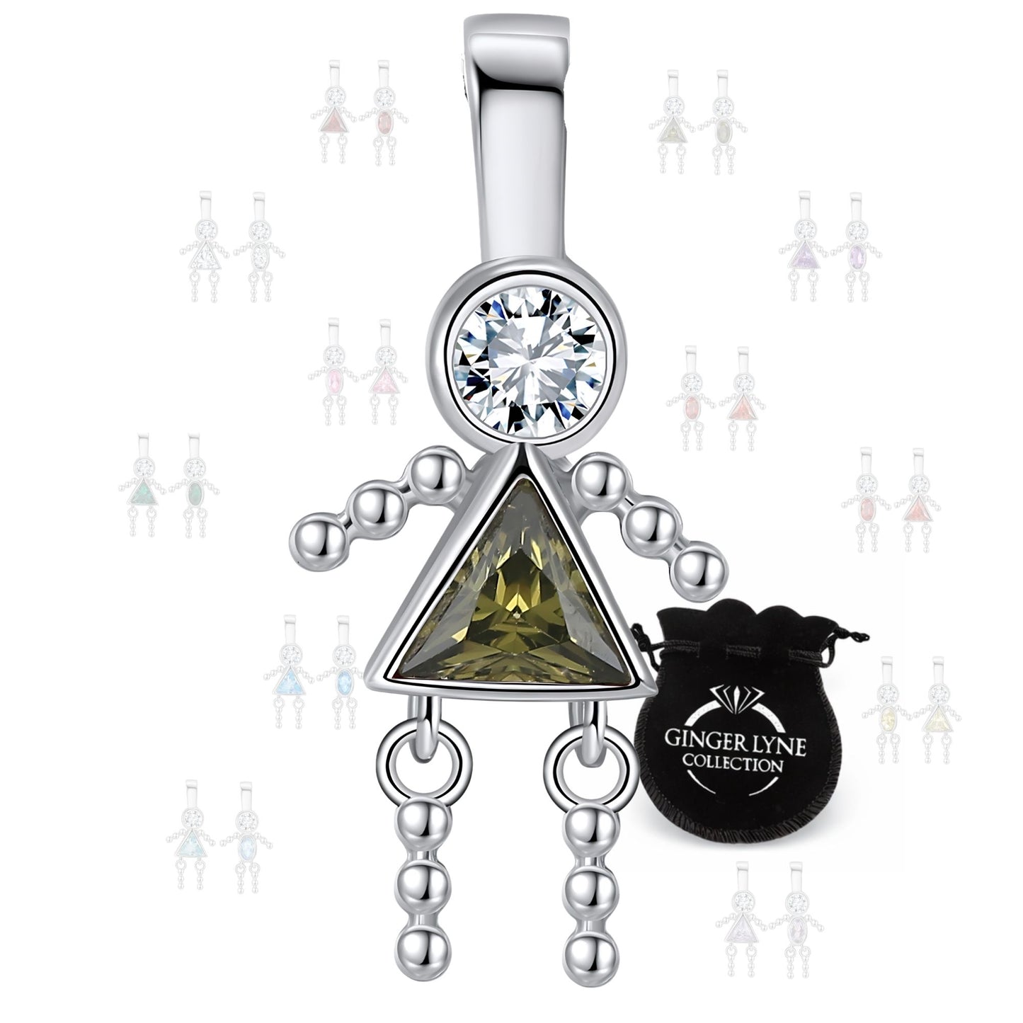 GingerLyneGirlKidBirthstonePendantCharmsCubicZirconiaSterlingSilverBabyforFamilyTreeNecklaceGiftforMomorGrandma_GirlAugust-1