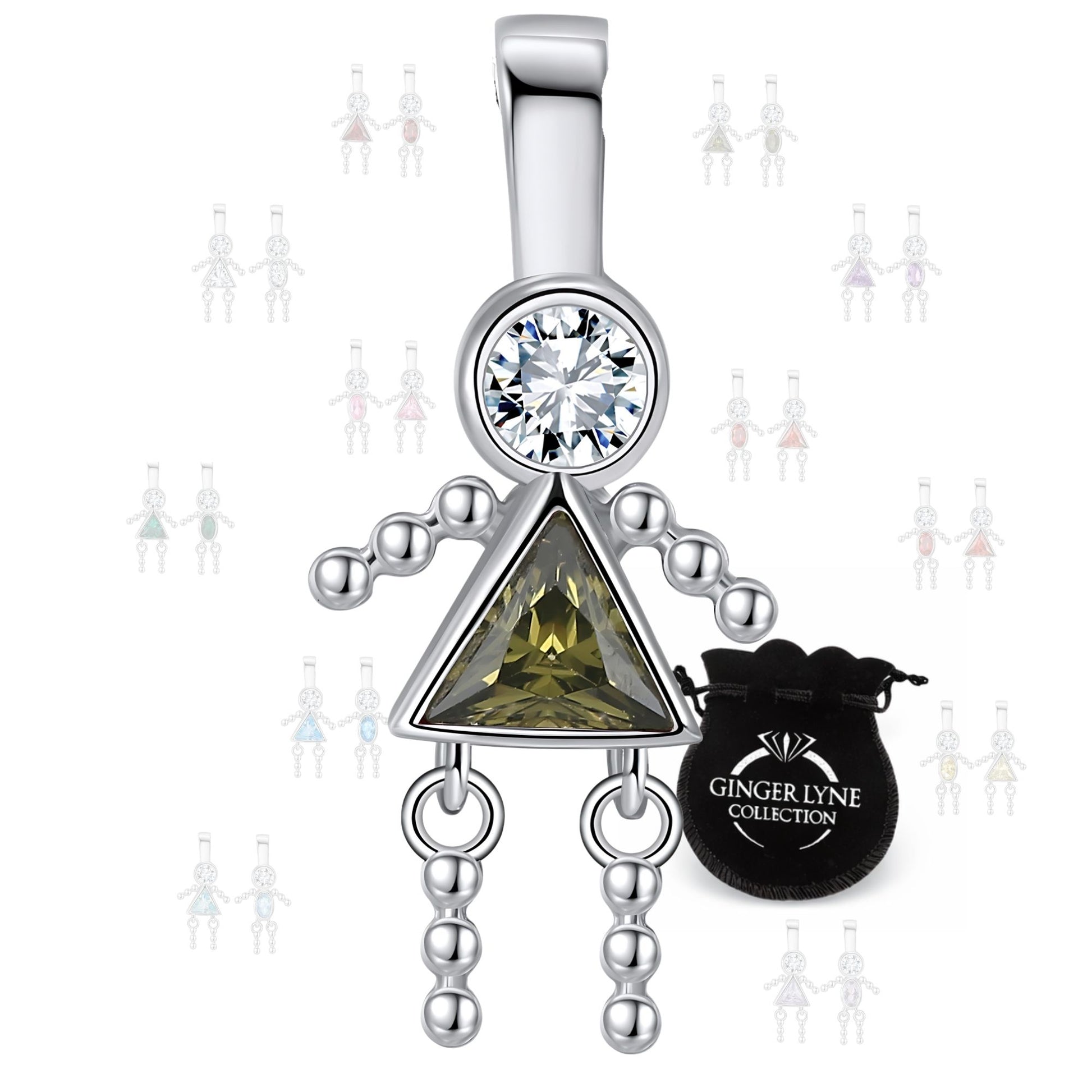 GingerLyneGirlKidBirthstonePendantCharmsCubicZirconiaSterlingSilverBabyforFamilyTreeNecklaceGiftforMomorGrandma_GirlAugust-1