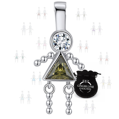 GingerLyneGirlKidBirthstonePendantCharmsCubicZirconiaSterlingSilverBabyforFamilyTreeNecklaceGiftforMomorGrandma_GirlAugust-1