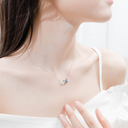 Butterfly Pendant Necklace Womens Blue Crystal Sterling Silver Ginger Lyne Collection