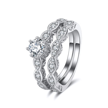 Nickie Bridal Set Engagement Ring Wedding Band Cz Womens Ginger Lyne Collection