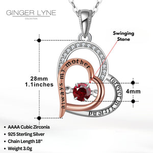 Birthstone Mom Necklace for Mother by Ginger Lyne Sterling Silver Swinging CZ