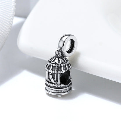 Birdcage Charm European Bead Oxidized Sterling Silver Ginger Lyne Collection