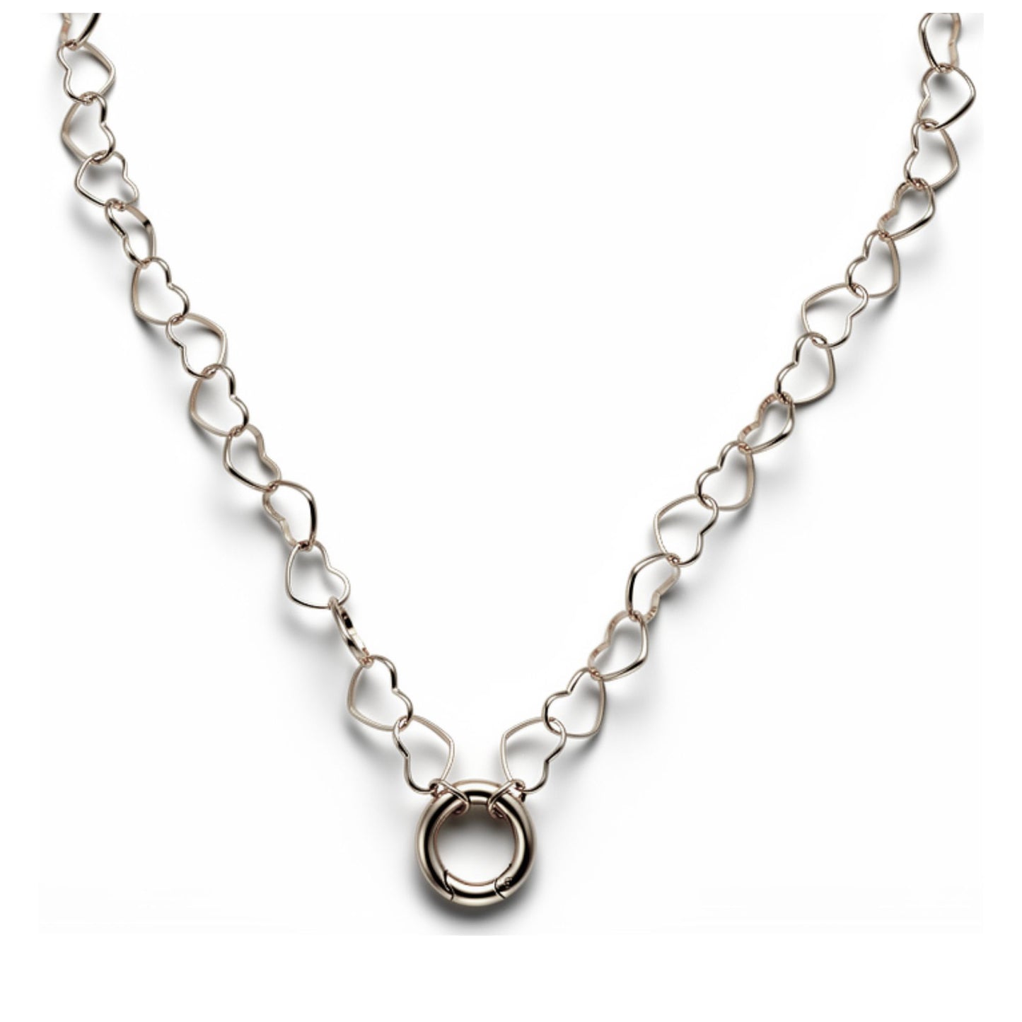 Carabiner Charm Necklace for Women Heart Chain Round Carabiner Holder Stainless Steel by Ginger Lyne - 12mm/Silver