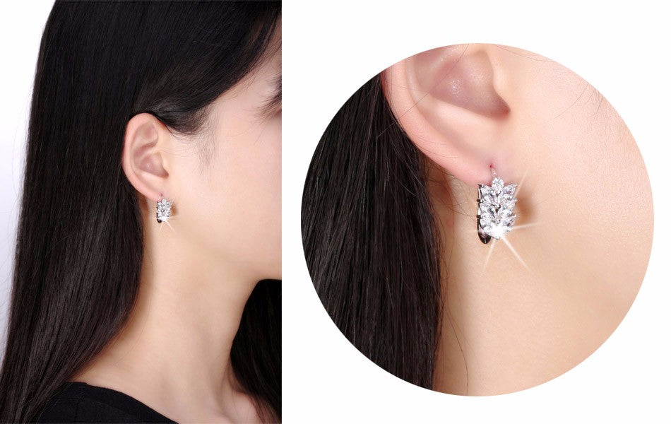 Leaf Shape Drop Earrings for Women Marquise Cz Gold Plated Ginger Lyne Collection - Gold