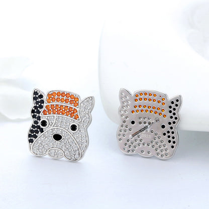 French Bulldog Stud Earrings for Women and Girls Sterling Silver Cz Ginger Lyne Collection