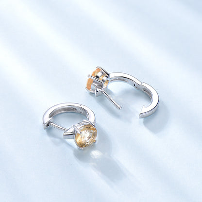 Huggie Hoop Earrings for Women Madeira Citrine Sterling Silver Ginger Lyne Collection - Citrine