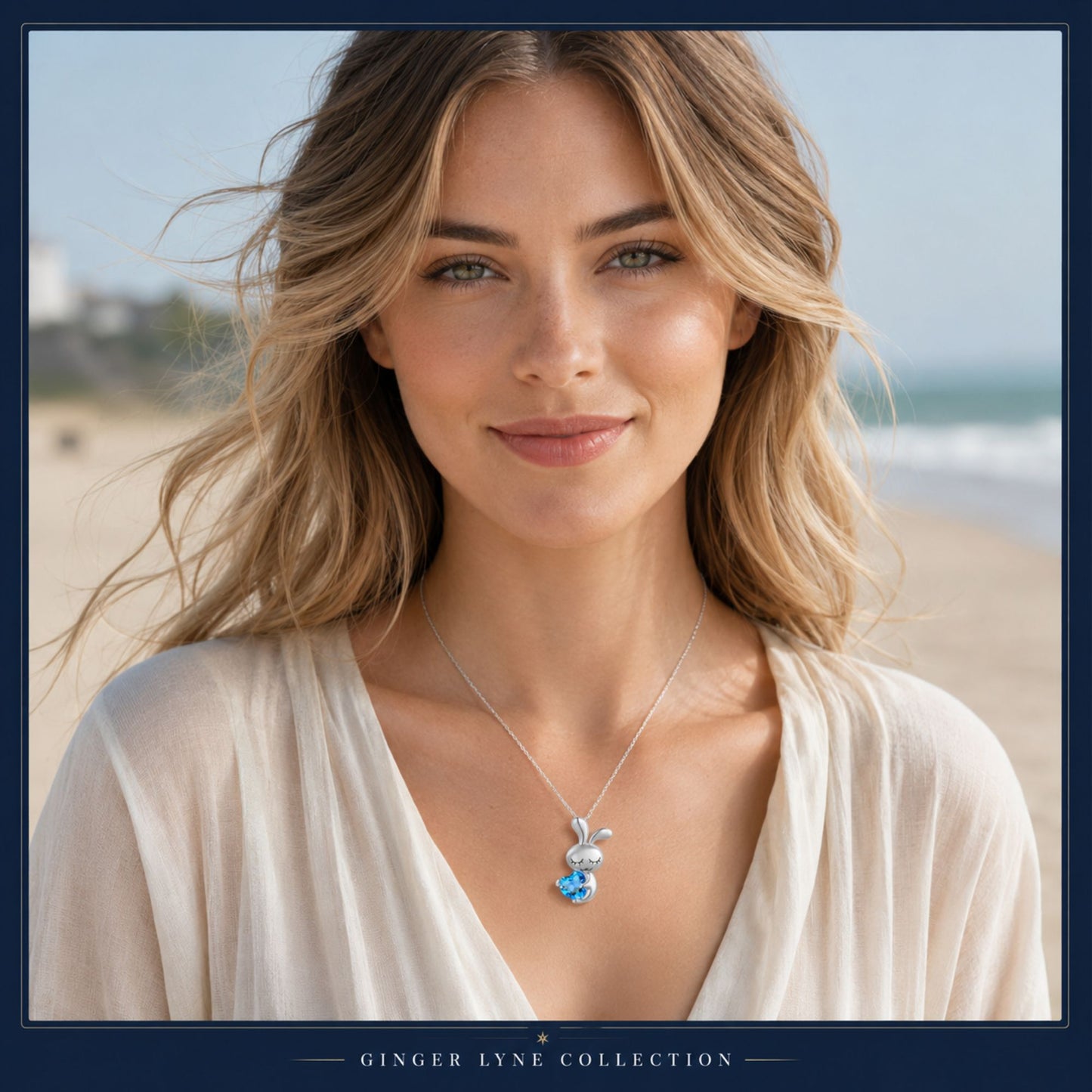 BunnyLoveNecklaceSterlingSilverHeartBlueCzWomensGingerLyneCollection_Blue-6