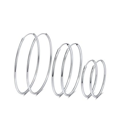 Thin Hoop Earrings for Women Classic Thin Sterling Silver Womens Ginger Lyne Collection - 50mm-Silver