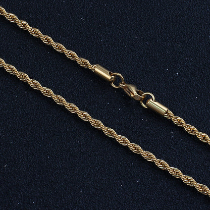 Gold Twisted Rope Chain Necklace 18 Inch 6mm Stainless Steel Hip Hop for Women by Ginger Lyne - 18 Inch Gold