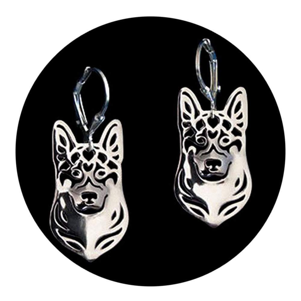 German Shepherd Dog Silver Necklace Earrings Set Women Ginger Lyne Collection - Dog Set